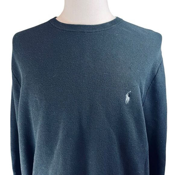 POLO Ralph Lauren New Black Waffle Knit Sweater‎ Sz 2X B Crewneck Black Casual - Picture 5 of 15
